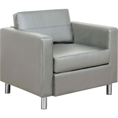 Interion By Global Industrial Interion Antimicrobial Upholstered Leather Club Chair, Gray 695735GY-AM